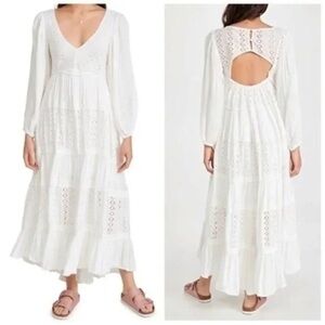 FREE PEOPLE Mockingbird Lace Boho Elegant Maxi Dress nwot